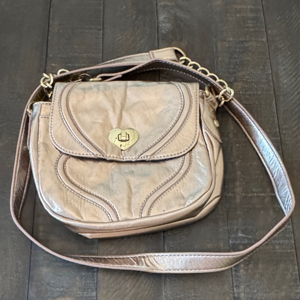 Betsey Johnson Rose gold Crossbody Bag with Heart Detail